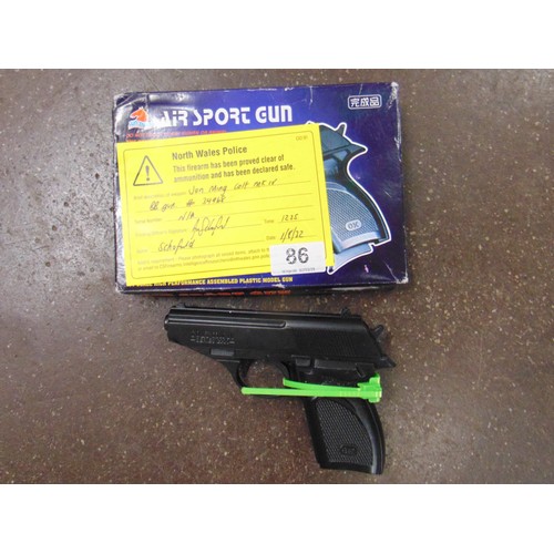 86 - Boxed Air sport gun. Please note: Purchasers must be over 18 and photographic ID must be produced in... 