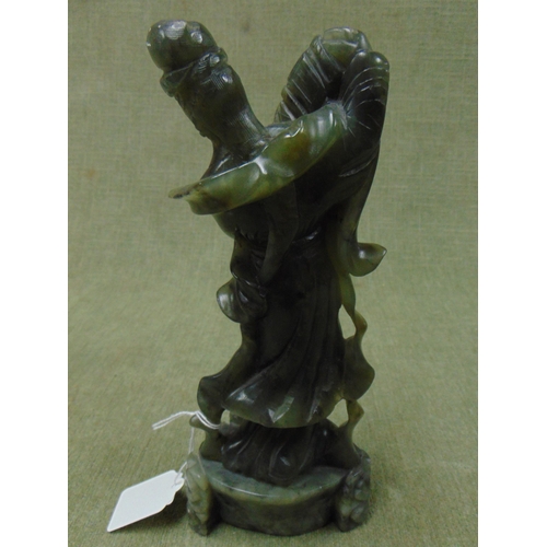 278 - Possibly jade figure, modelled as an oriental lady, 9.5