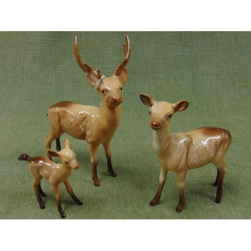 384 - Beswick stag, doe and fawn. (3)