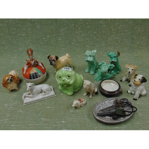 160 - Sylvac pug dog figure, various other dogs, etc.