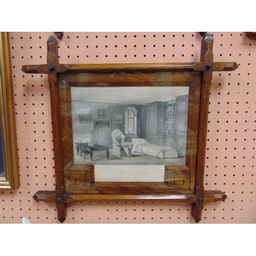 184 - Pair of oak cross framed and glazed black and white engravings, Duke of Wellington, each  6.5 x 9