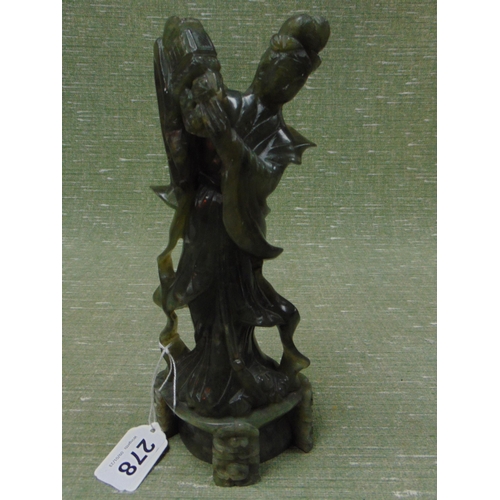 278 - Possibly jade figure, modelled as an oriental lady, 9.5