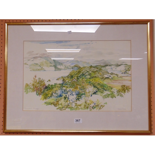 367 - Susan Shaw, framed and glazed watercolour, Barmouth estuary, signed lower right. 13 x 20