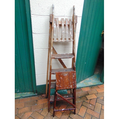 400 - Set of wooden folding step ladders and a smaller set.