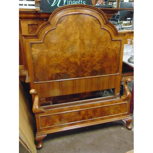 421 - Good walnut single bedstead.