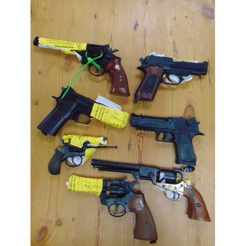 61 - Box of hand guns. Please note: Purchasers must be over 18 and photographic ID must be produced in pe... 