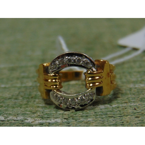 81 - 750 marked ring, set with stones, size M.