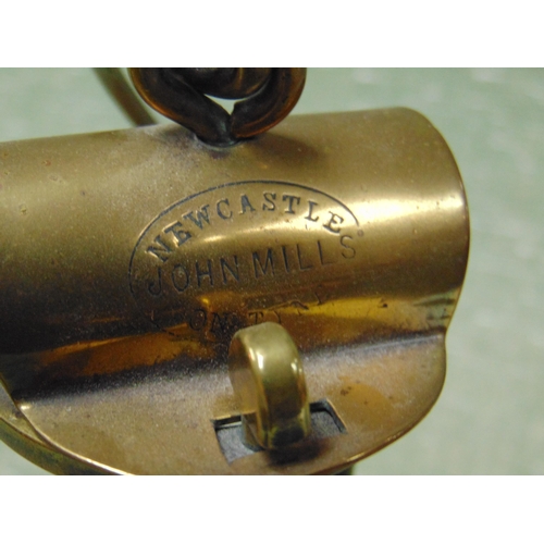 13 - John Mills Newcastle, undersize fireman's clanny type miners lamp. 8.5