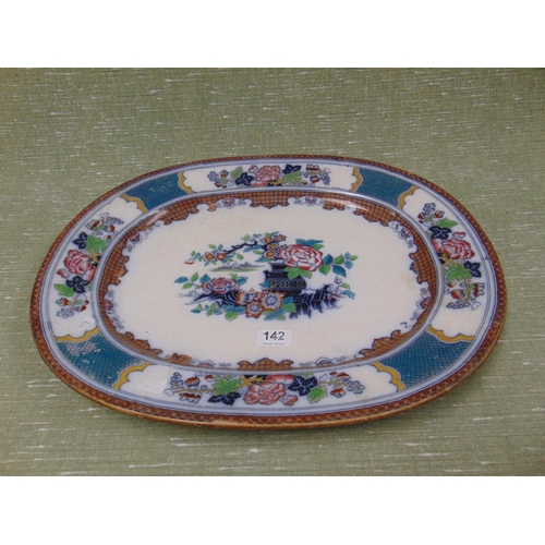 142 - Victorian floral transfer decorated meat plate.