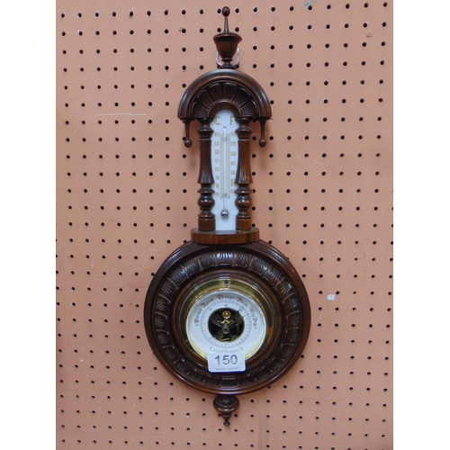 150 - Walnut framed aneroid barometer.