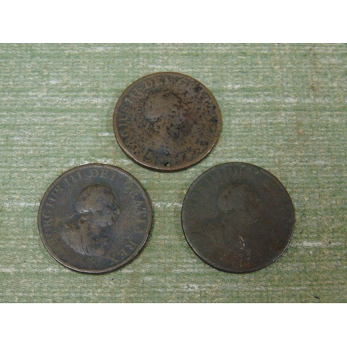 161 - George III , Three 1790's half penny coins.