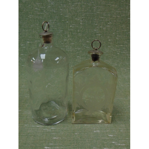 166 - Antique decanter, having plated stopper and one other example. (2)