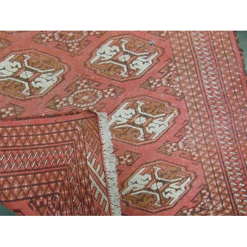 185 - Persian red ground rug , having geometric pattern. 55 x 39