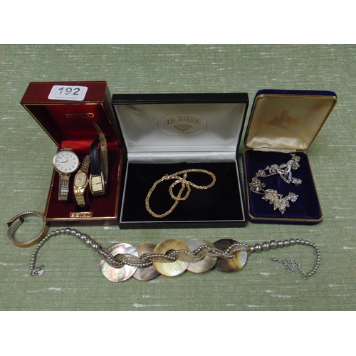 192 - Quantity of marcasite jewellery, costume jewellery and watches.