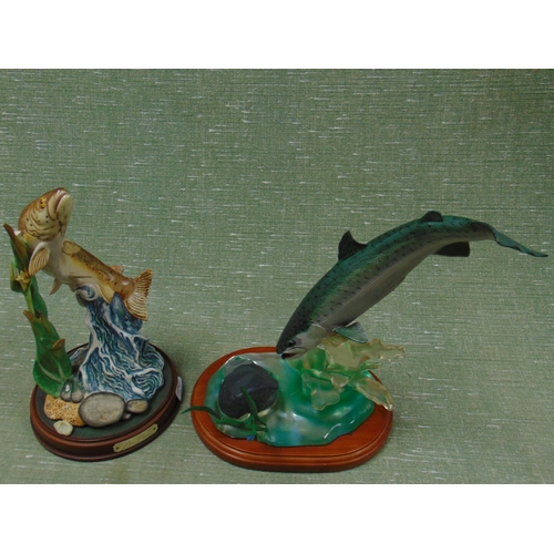 202 - China figure of a trout, and a resin example. (2)