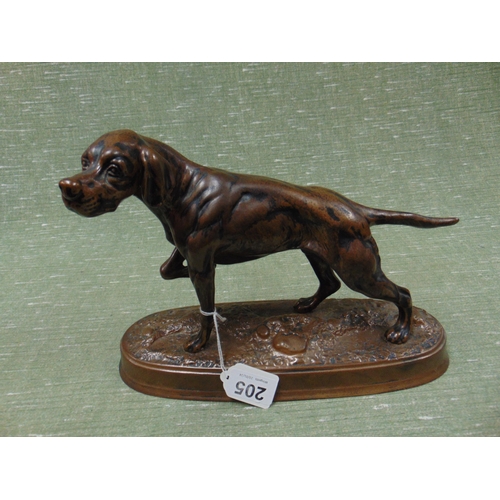 205 - Beswick figure of a hunting dog, set on naturalistic base, 8.5