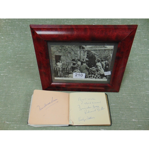 210 - An album containing the signature of Richard Burton, and a framed and glazed cutting, The Last Days ... 