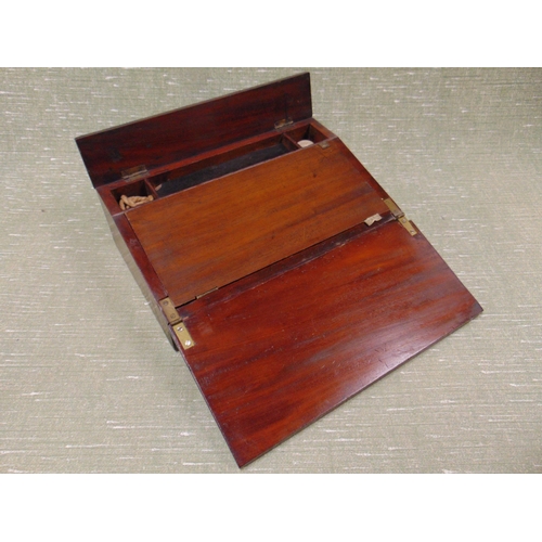 269 - 19th century mahogany writing slope, having fold out interior. 4 x 15 x 8