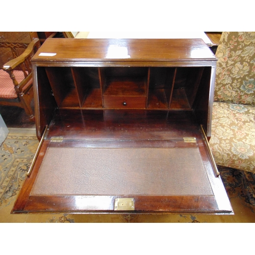 368 - Edwardian inlaid walnut bureau, fall front enclosing a fitted interior, over three graduated long dr... 