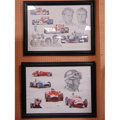 403 - Three framed and glazed colour Formula One prints.