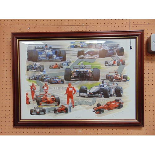 403 - Three framed and glazed colour Formula One prints.