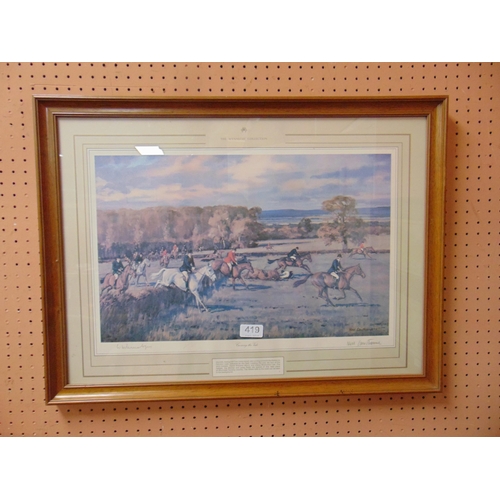 419 - Neil Cawthorne, Wynnstay collection, framed and glazed colour print, Crossing the Vale. Signed in pe... 