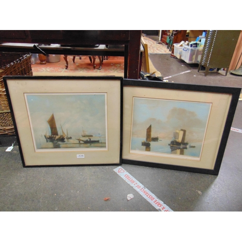 436 - Albert Galain, pair of framed and glazed colour prints, sailing vessels. Each 11 x 13.5