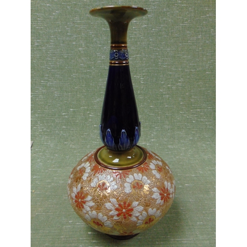 441 - Doulton Lambeth vase, having gilt and floral decoration, 15.5