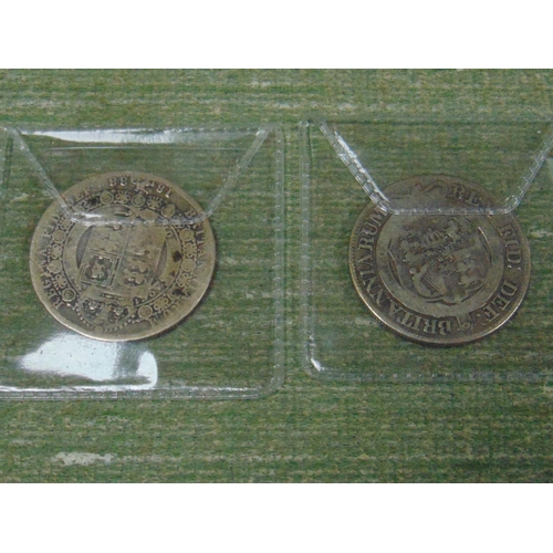 449 - Silver George III and Victoria Half crowns 1817 and 1888.