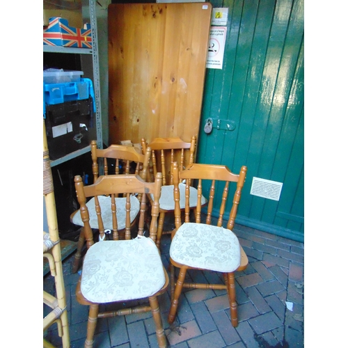 451 - Modern pine farmhouse table, and four chairs.