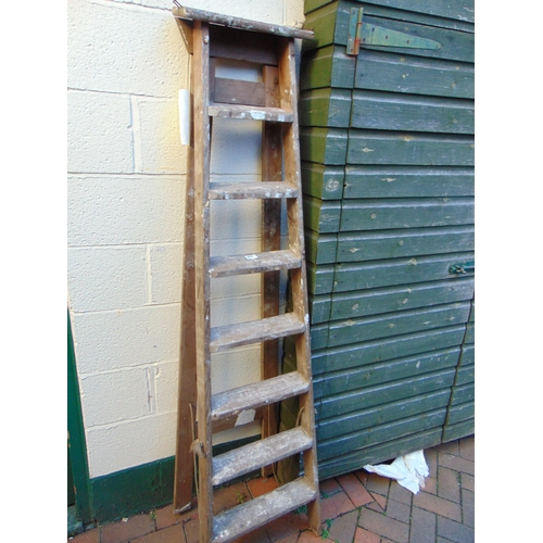 457 - Folding wooden step ladder.