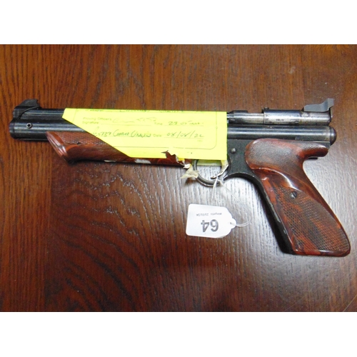 64 - Crossman .22 air pistol. Please note: Purchasers must be over 18 and photographic ID must be produce... 