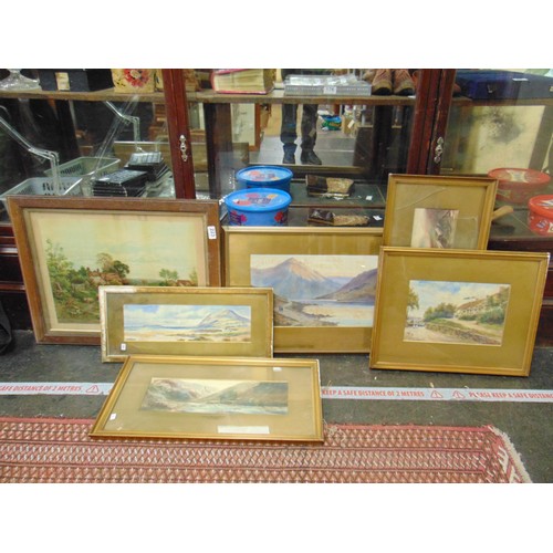 223 - J.W.Steadman, five framed and glazed watercolours, North Wales scenes, and one other picture.