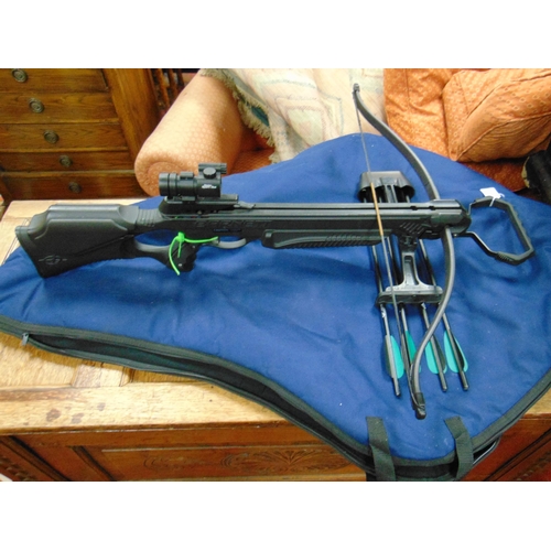 114 - Panzer V crossbow, with scope and arrows, in slip. Please note: Purchasers must be over 18. CANNOT B... 