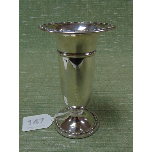 147 - Silver trumpet shaped vase, having filled base, Birmingham 1912.