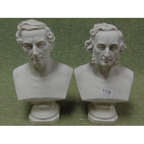 186 - Pair of Parian type busts, Mendelssohn & Weber.