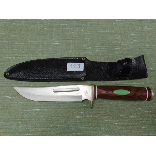 193 - Ancient Warrior knife in scabbard. Please note: Purchasers must be over 18. CANNOT BE SHIPPED.