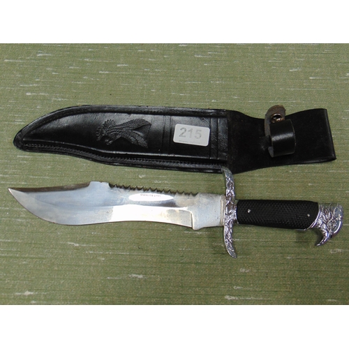 215 - Reproduction knife in scabbard. Please note: Purchasers must be over 18. CANNOT BE SHIPPED.