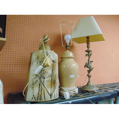 224 - Studio pottery table lamp and two  other  examples. (3)