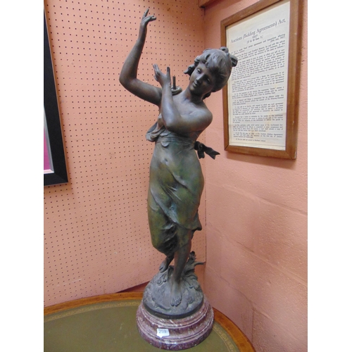 259 - Ornate metal sculpture, modelled as a classical lady, entitled Nerae, signed Aug Mouay.  38