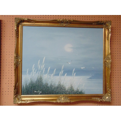 381 - Campbell, framed oil, lakeside scene, and one other example. (2)