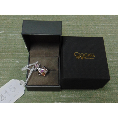 415 - Boxed Clogau silver and rose gold orchid sapphire ring , size O.