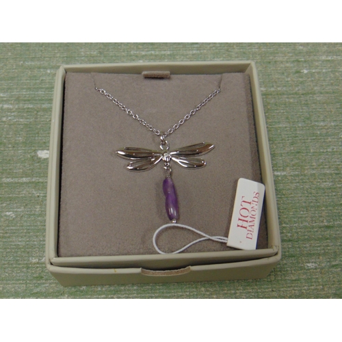 420 - Silver and diamond butterfly necklace, two pairs of silver earrings, necklace and pendant, etc.