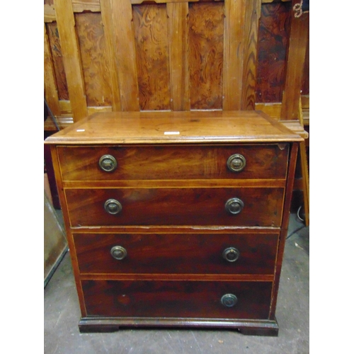 455 - Antique mahogany commode chest, having ring handles and on bracket feet. 25 x 25 x 16