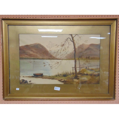 460 - W.F Colvin, framed and glazed watercolour - Buttermere and an oval mirror.