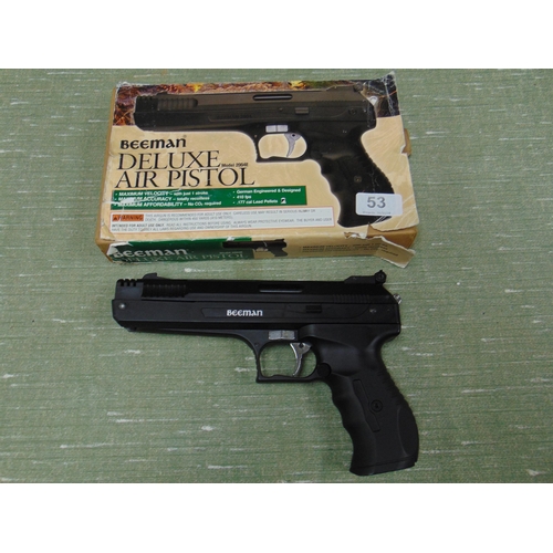 53 - Boxed Beeman Deluxe air pistol, model 20004E. Please note: Purchasers must be over 18 and photograph... 