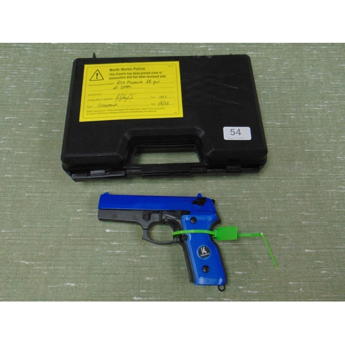 54 - Cased Keymore gas powered BB gun. Please note: Purchasers must be over 18 and photographic ID must b... 