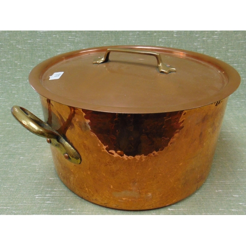 99 - Large copper two handled stock pot, 17