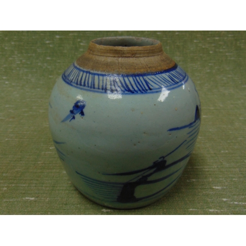 114 - Antique Oriental Canton blue and white ginger jar, 7