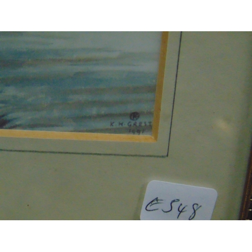 156 - K.H Gresty, framed and glazed picture, North Wales Estuary. 5 x 7.5